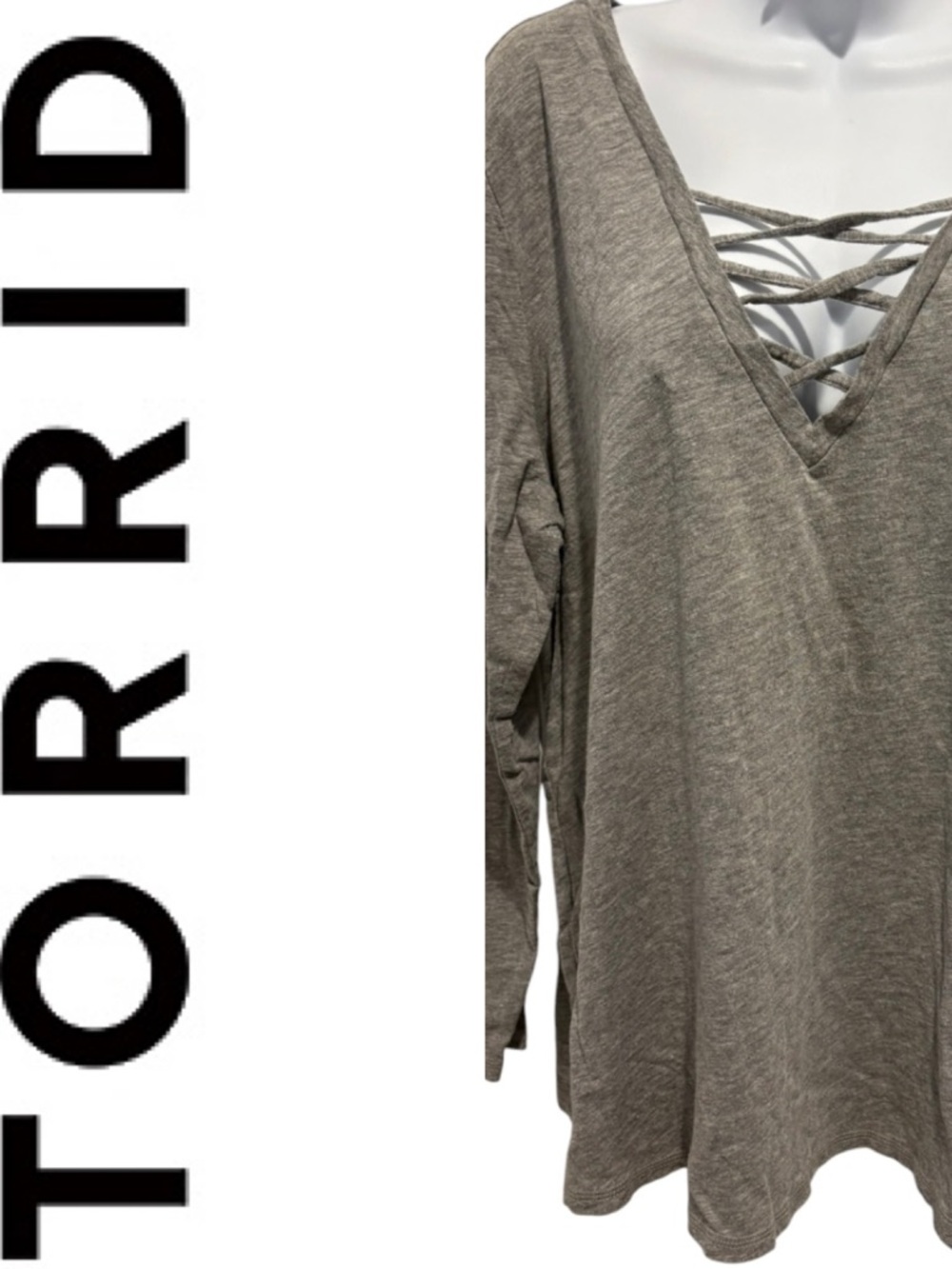 TORRID Women’s Gray Criss Cross Long Sleeve Sleep Shirt Size 1